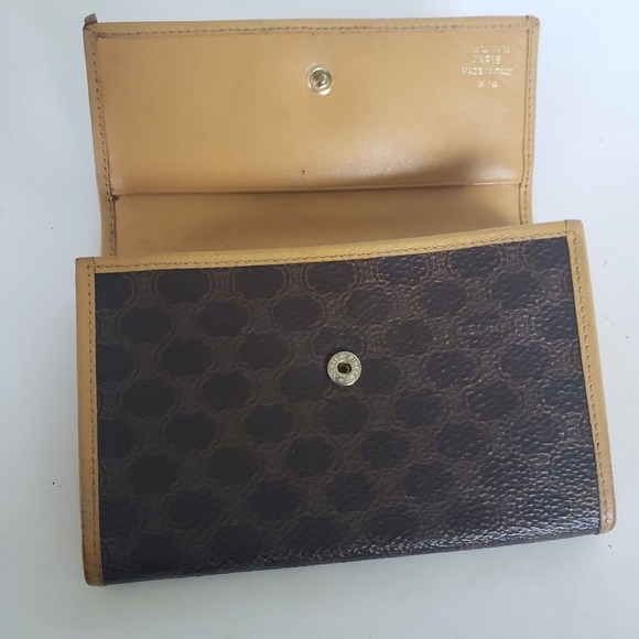 Celine Vintage Medium Envelope Leather Compact Wallet Macadam Brown Unisex Purse - Picture 7 of 10